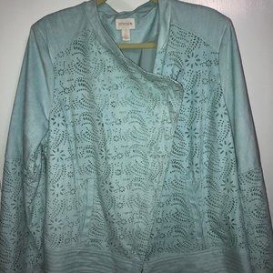 Chicos Woman's Asymmetric Zip Up Cut Out Jacket